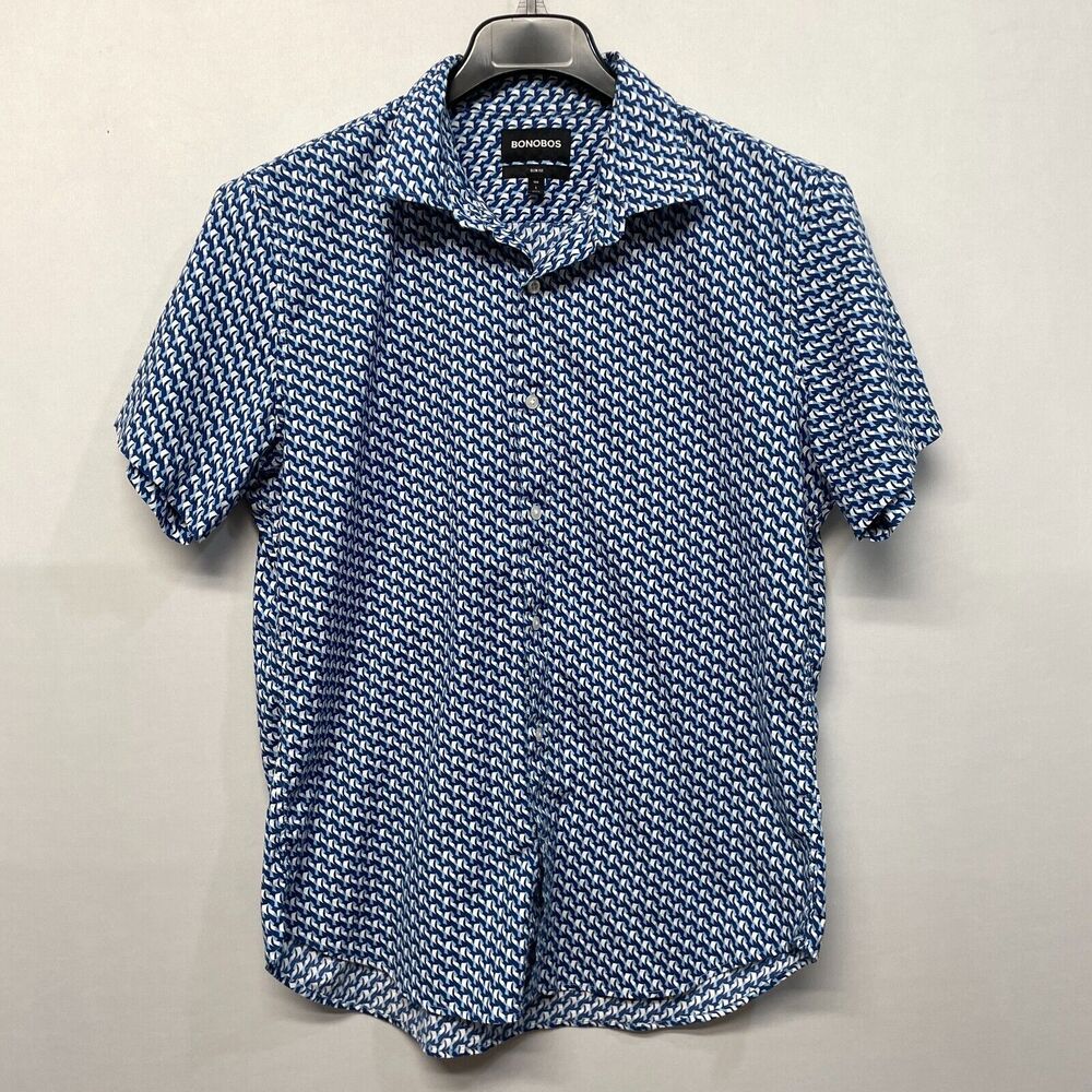 Bonobos Men Short Sleeve Button Shirt Top Size Large Slim Fit B369 -10